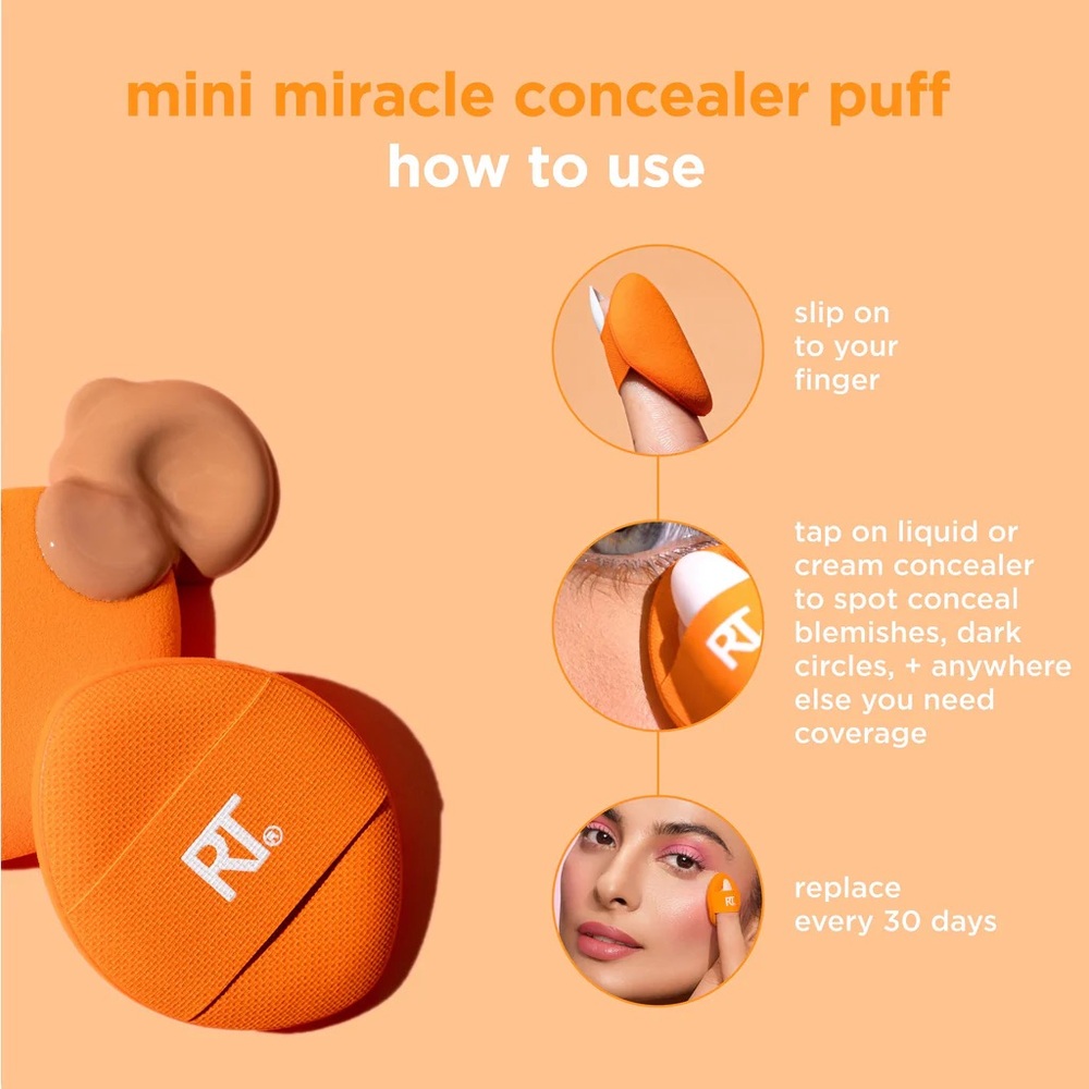 NEW Real Techniques Mini Miracle Concealer Puff Trio - Picture 2 of 4